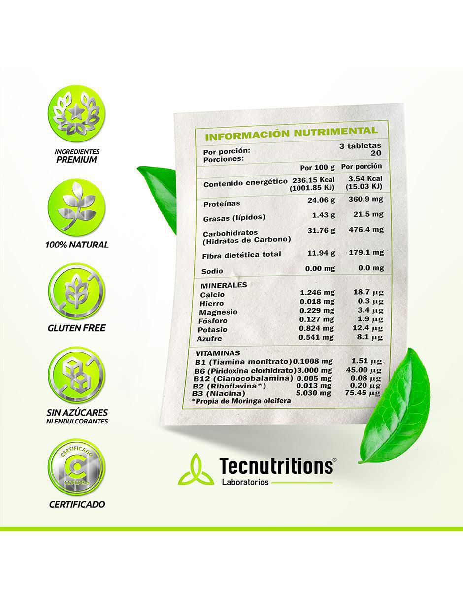 MRY Moringa con hoja de moringa de 60 tabletas 4