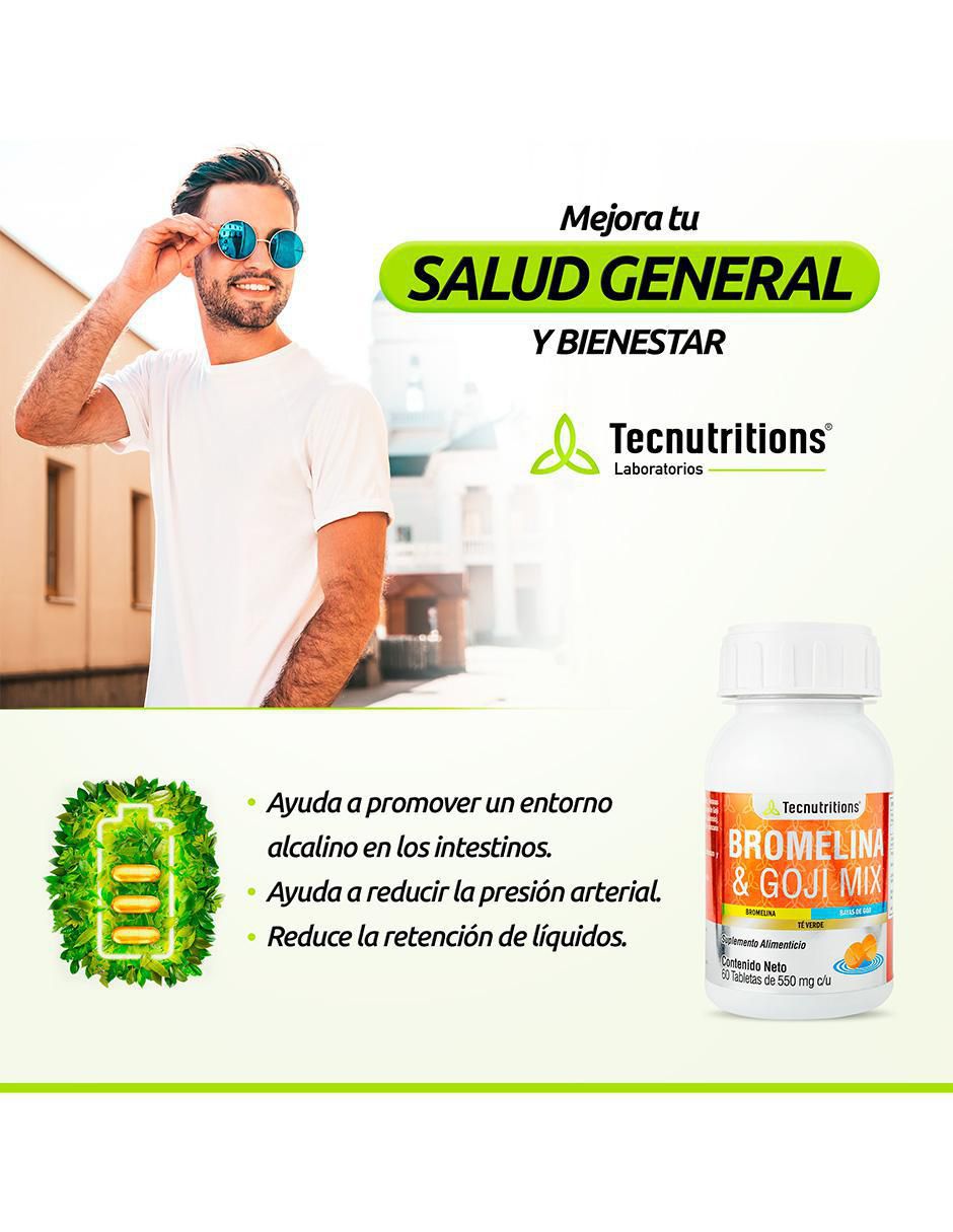 Bromelina y Goji Mix con vinagre de manzana de 60 tabletas 3