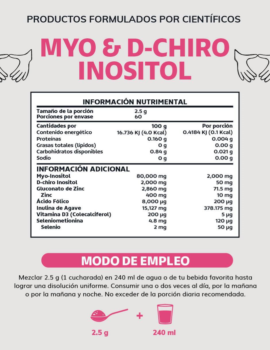 Suplemento Alimenticio Myo y D-Chiro Inositol Zinc, Acido Folico, Inulina de Agave, Vitamina D3 y Selenio 150 g Beyond Vitamins con inositol sabor natural de 150 g 4