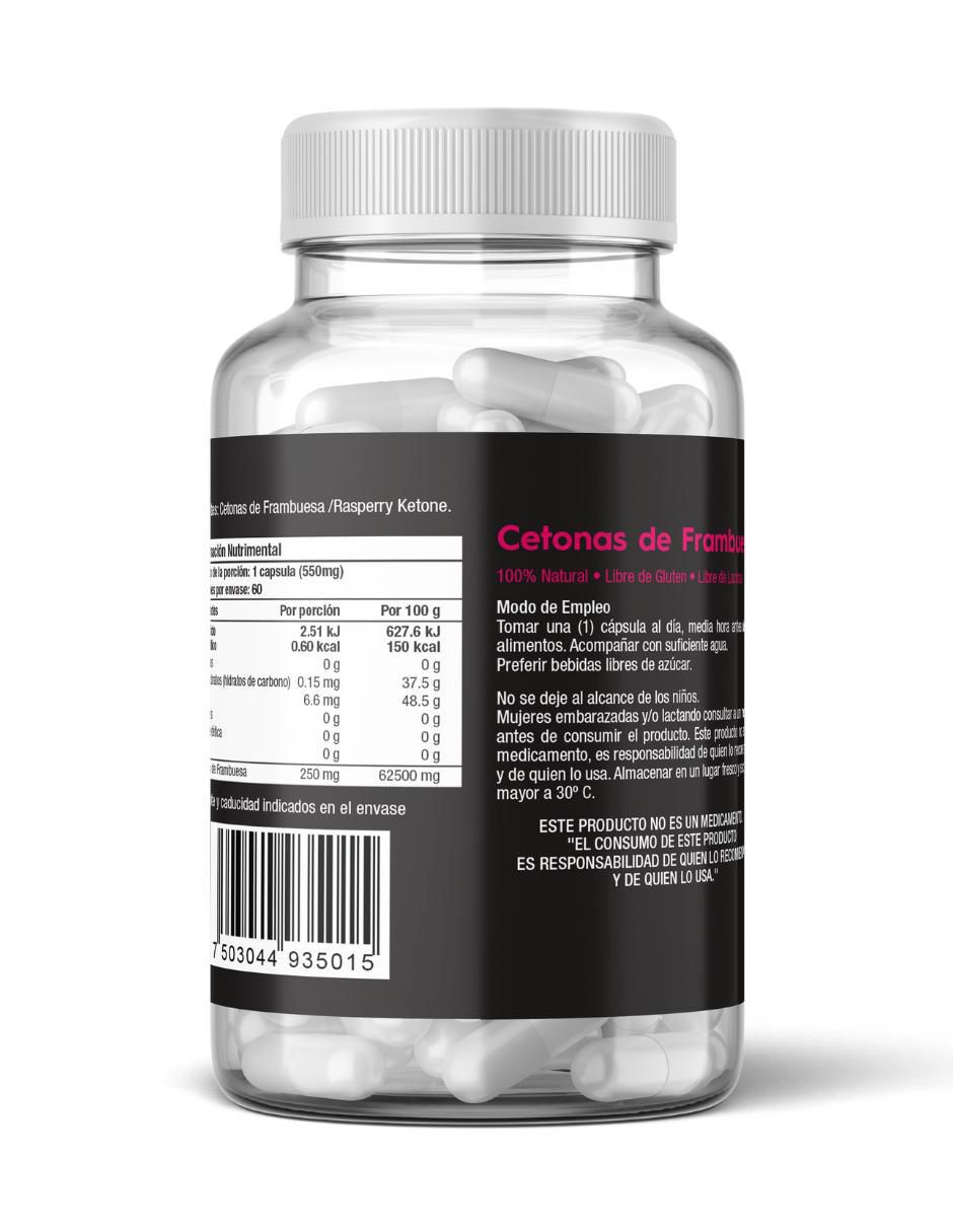 Cetonas de Frambuesa Súper Premium con cetonas de frambuesa de 60 cápsulas 2