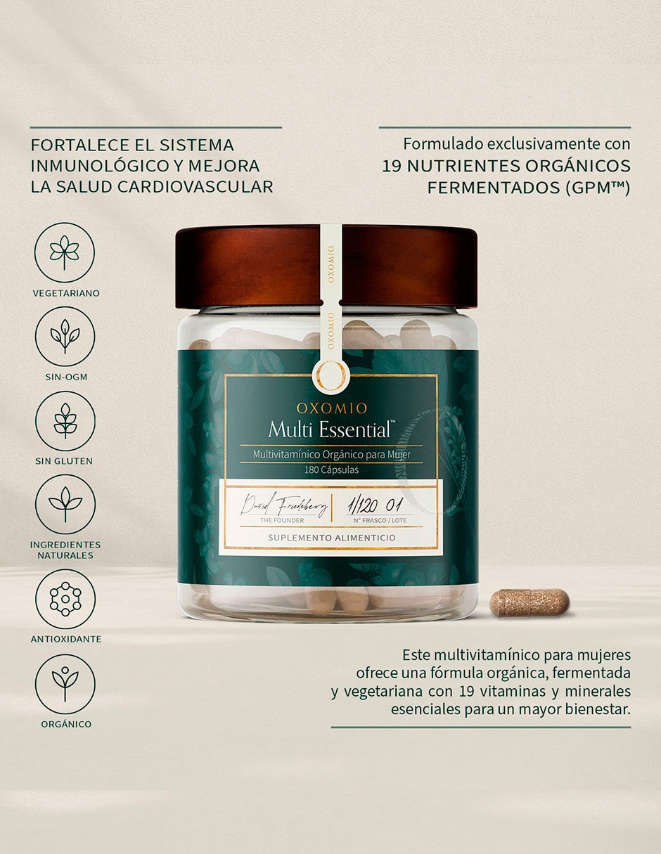 Multi Essential de Oxomio con multivitamínico, vitamina d 23 y minerales de 180 cápsulas 4