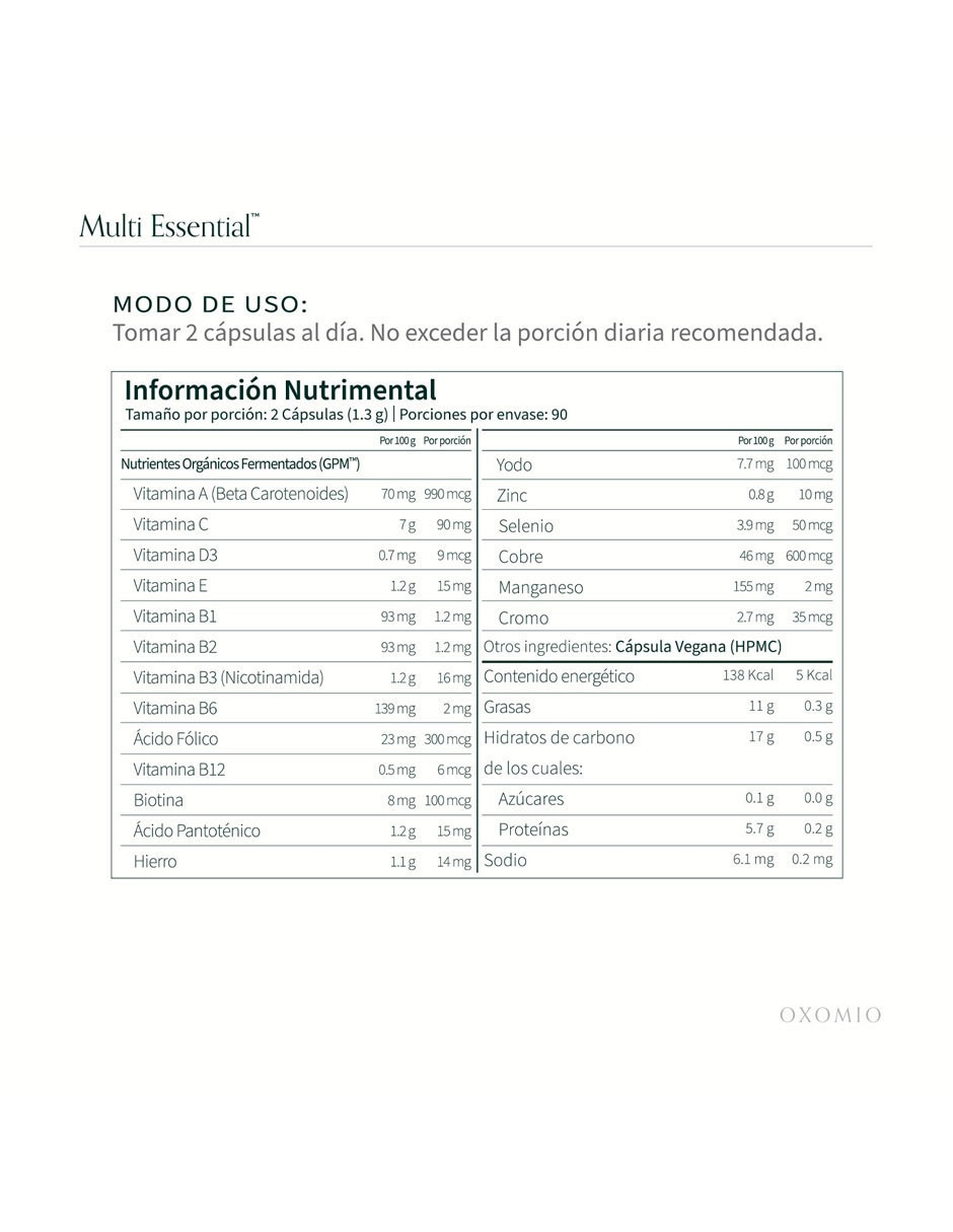 Multi Essential de Oxomio con multivitamínico, vitamina d 23 y minerales de 180 cápsulas 5