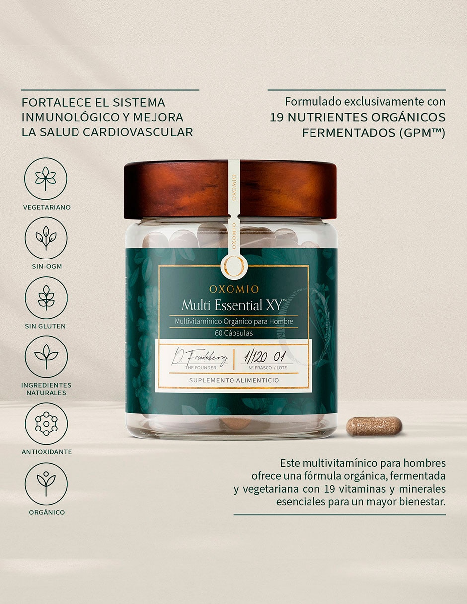 Multi Essential XY de Oxomio con multivitamínico, vitamina d 23 y minerales de 60 cápsulas 4