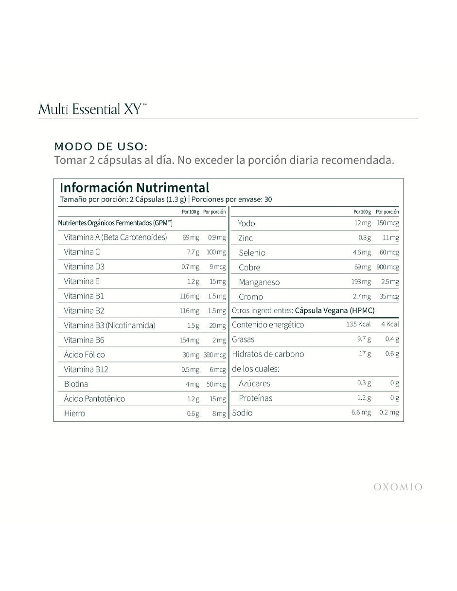 Multi Essential XY de Oxomio con multivitamínico, vitamina d 23 y minerales de 60 cápsulas 5