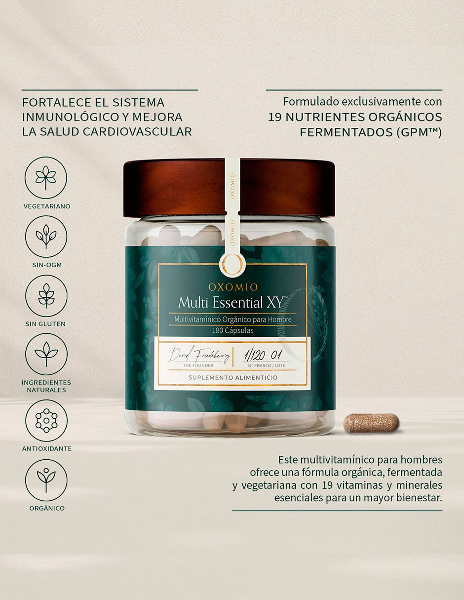 Multi Essential XY de Oxomio con multivitamínico, vitamina d 23 y minerales de 180 cápsulas 4