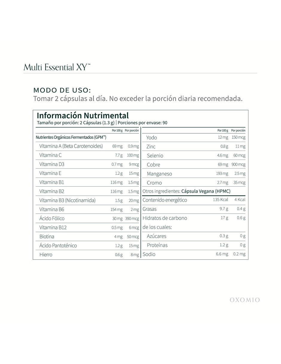 Multi Essential XY de Oxomio con multivitamínico, vitamina d 23 y minerales de 180 cápsulas 5