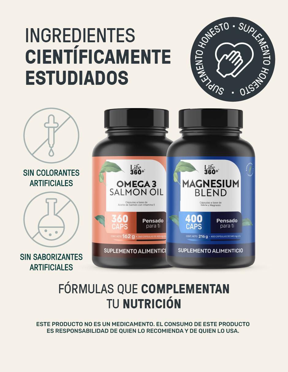 Set de suplementos omega 3 salmon oil + magnesium mix 4 tipos de magnesio 6