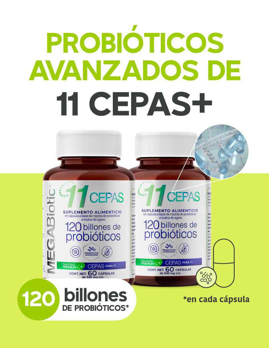 2 pack probióticos 120 billones 11 cepas e inulina de agave con probióticos, inulina de agave y aloe vera de 60 cápsulas 3