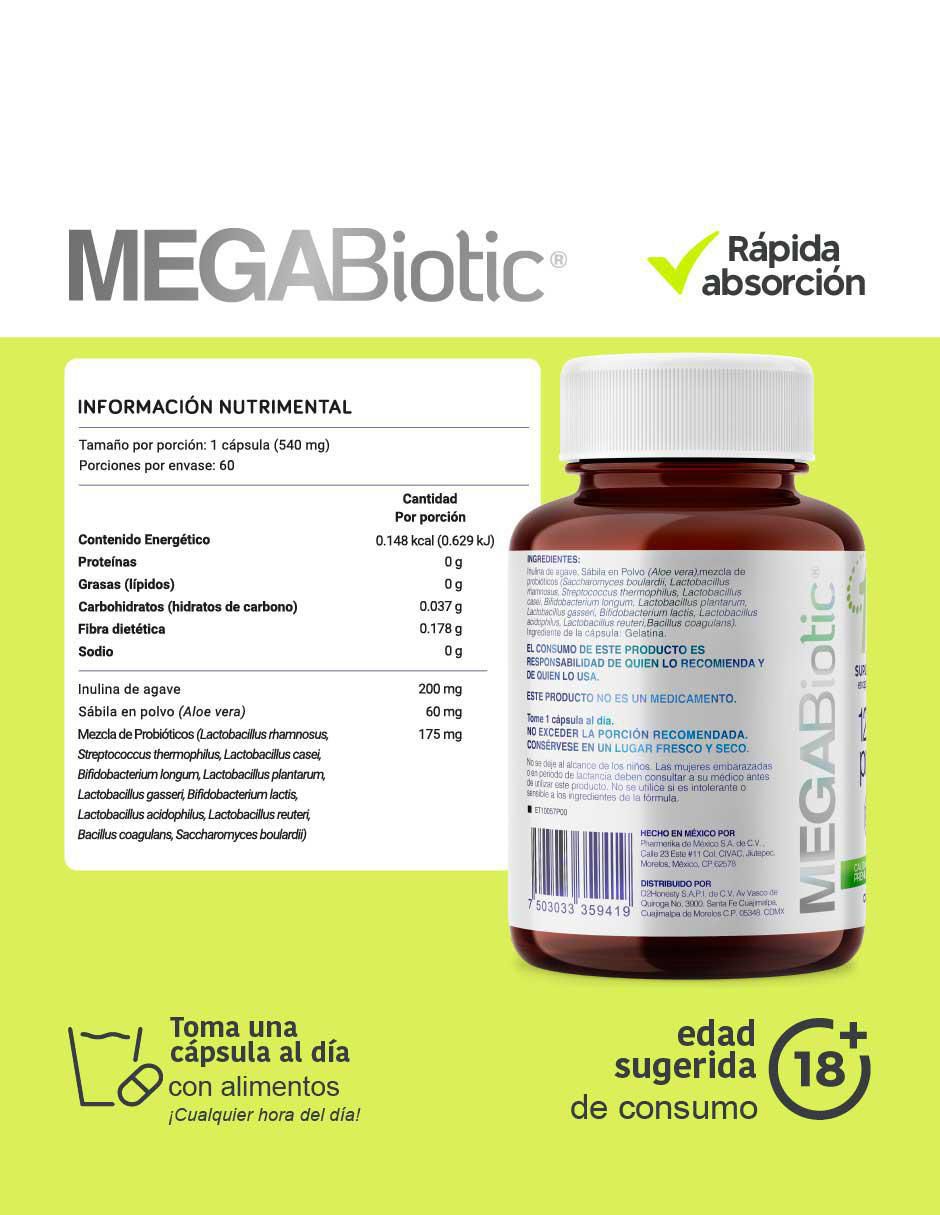 2 pack probióticos 120 billones 11 cepas e inulina de agave con probióticos, inulina de agave y aloe vera de 60 cápsulas 4