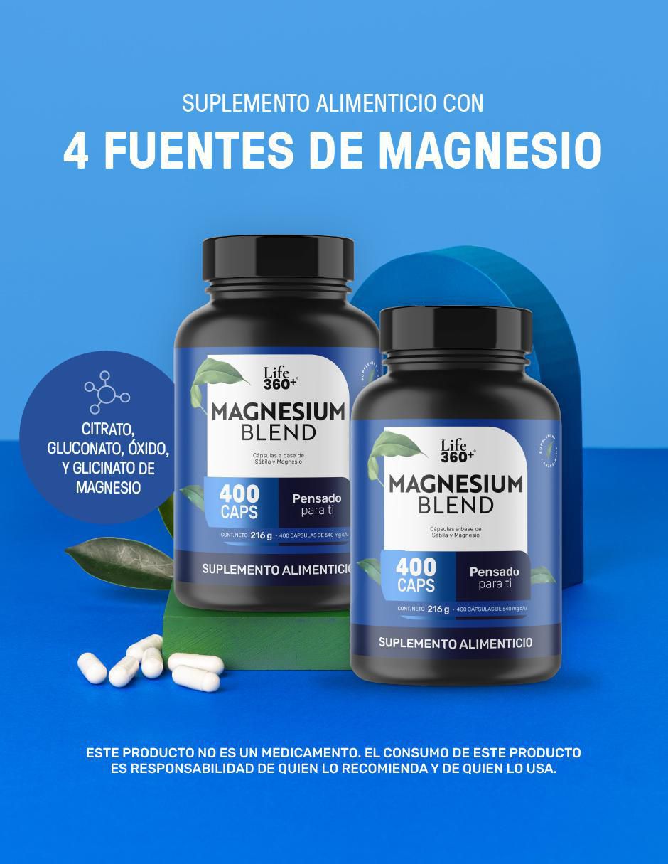 Set de suplementos alimenticios 2pack magnesium mix 4 tipos de magnesio, citrato, glicinato, gluconato y óxido de magnesio con 400 cápsulas. 2