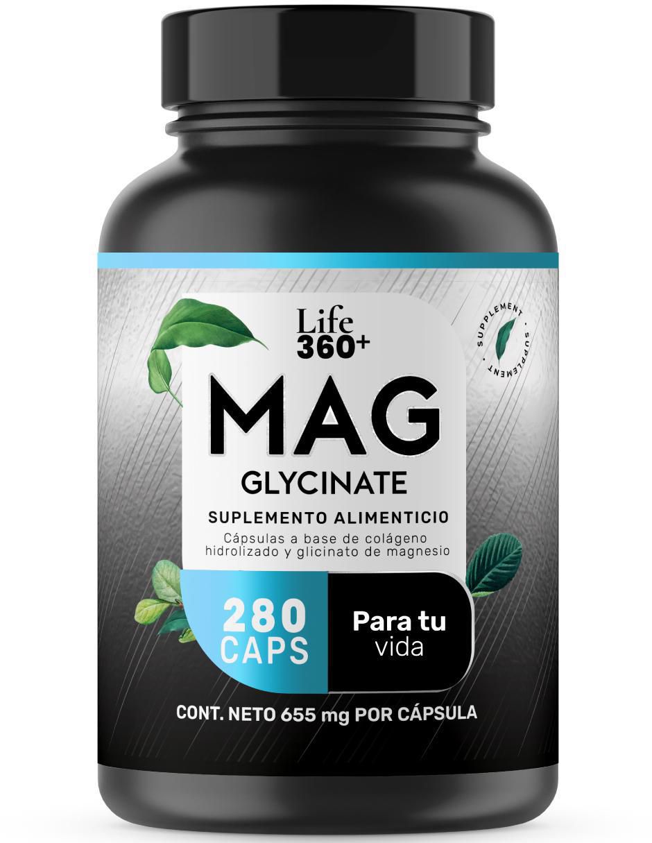 Mag Glycinate: Glicinato de Magnesio, Estearato de Magnesio y Colágeno Hidrolizado Life 360+ Mag Glycinate: Glicinato de Magnesio, Estearato de Magnesio y Colágeno Hidrolizado Life 360+