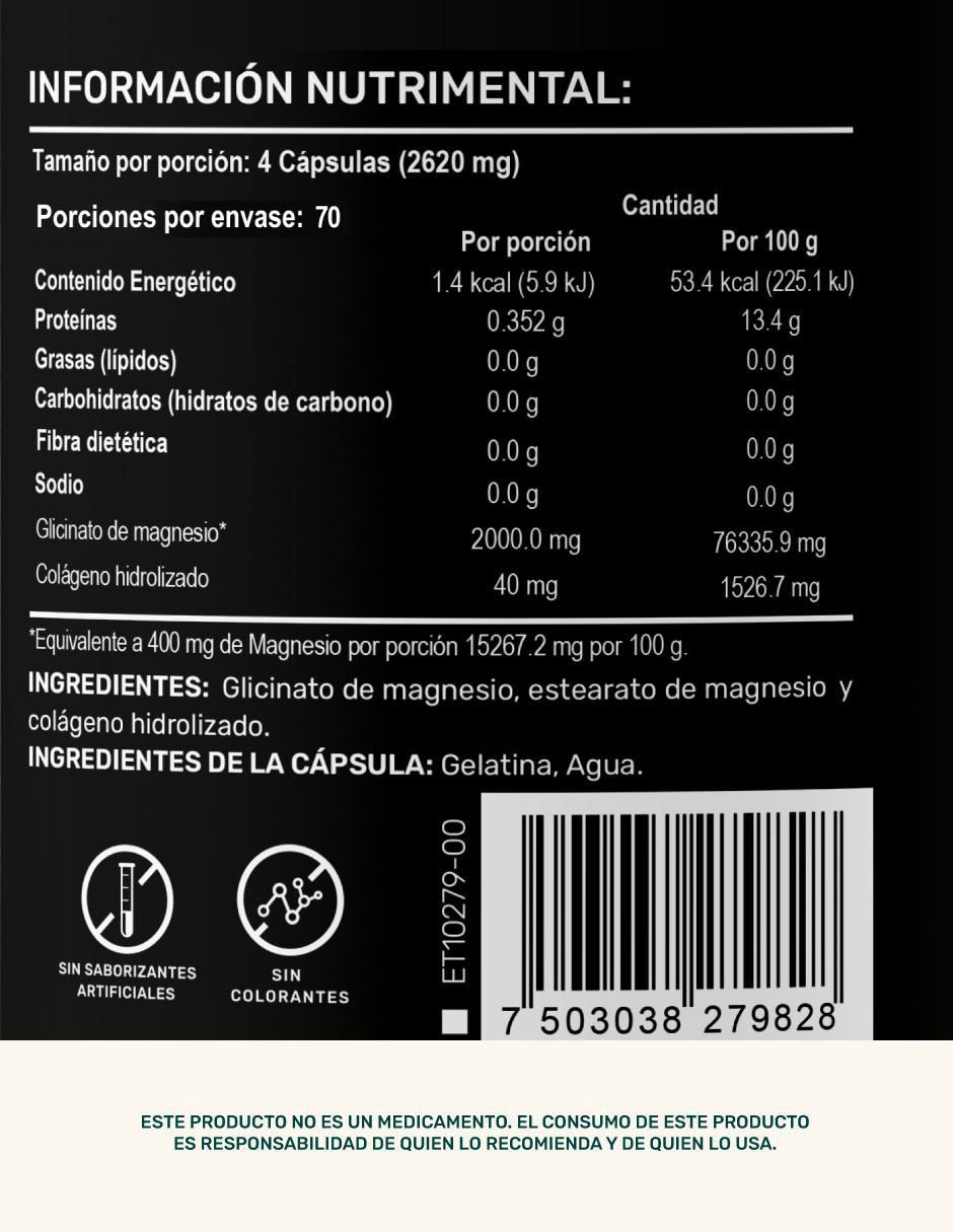 Mag Glycinate: Glicinato de Magnesio, Estearato de Magnesio y Colágeno Hidrolizado Life 360+ 5