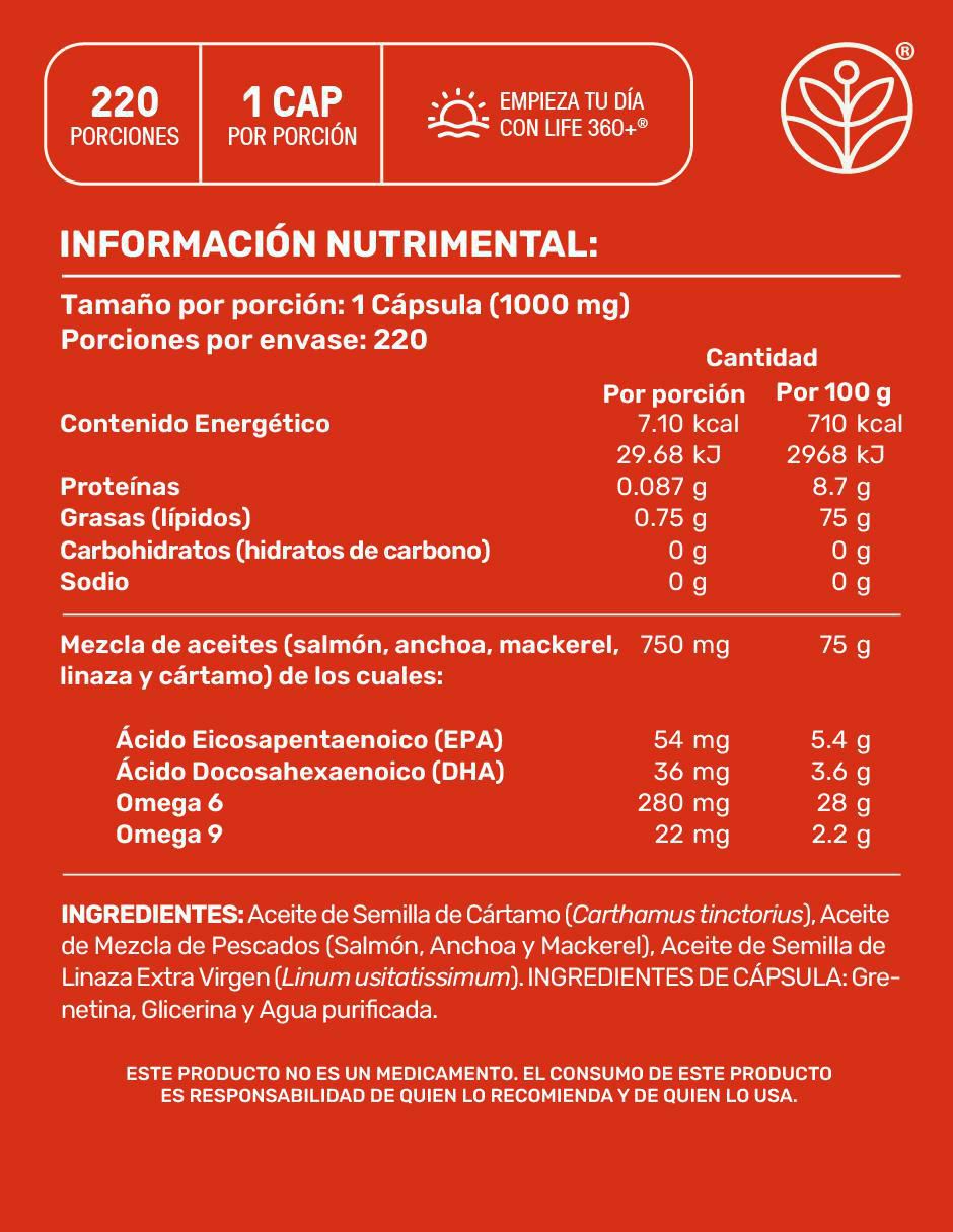 Omg 3: omega 3 con mix de aceites + epa + dha + omega 6 + omega 9 con aceite de salmón, aceite de anchoa y aceite de mackerel de 220 cápsulas 6