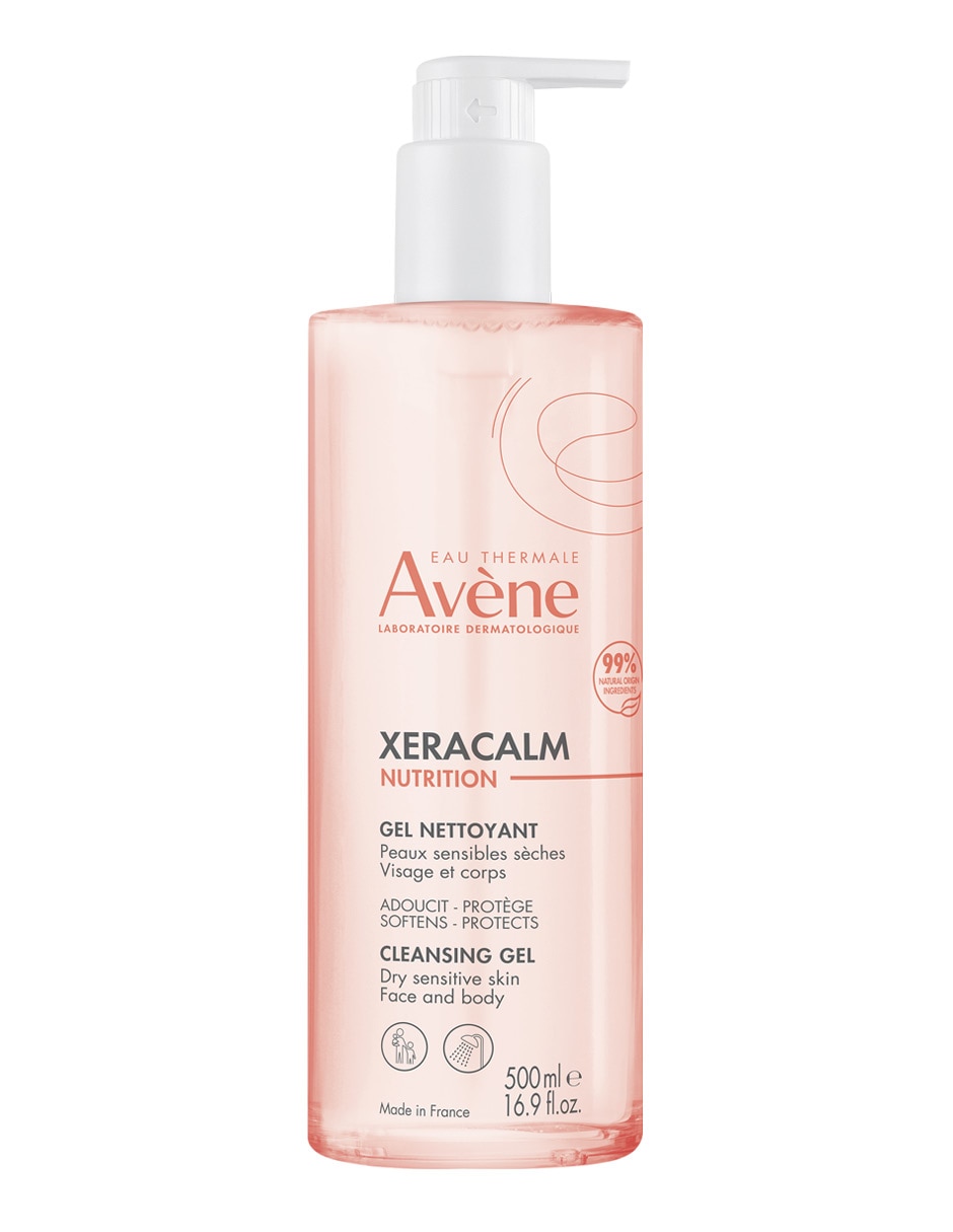 Limpiador facial Xeracalm nutrition gel limpiador higiene suave para piel seca y sensible rostro y cuerpo 500 ml para calmar la piel