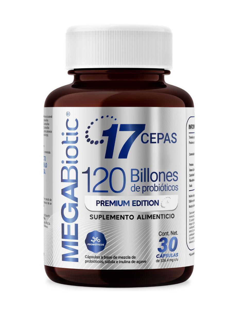 Probióticos (premium edition) sin lactosa 120 billones y 17 cepas con inulina de agave y aloe vera de 30 cápsulas