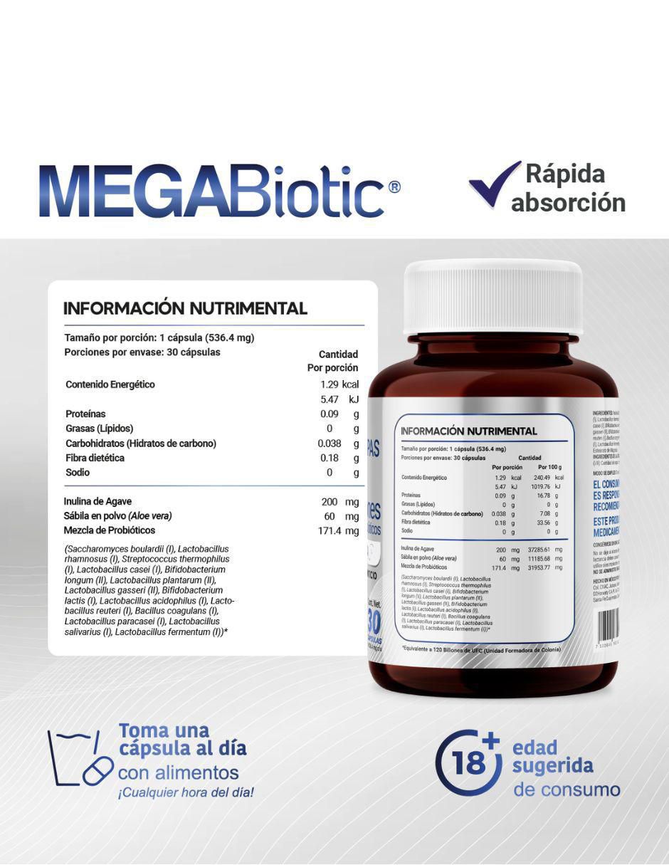 Probióticos (premium edition) sin lactosa 120 billones y 17 cepas con inulina de agave y aloe vera de 30 cápsulas 4