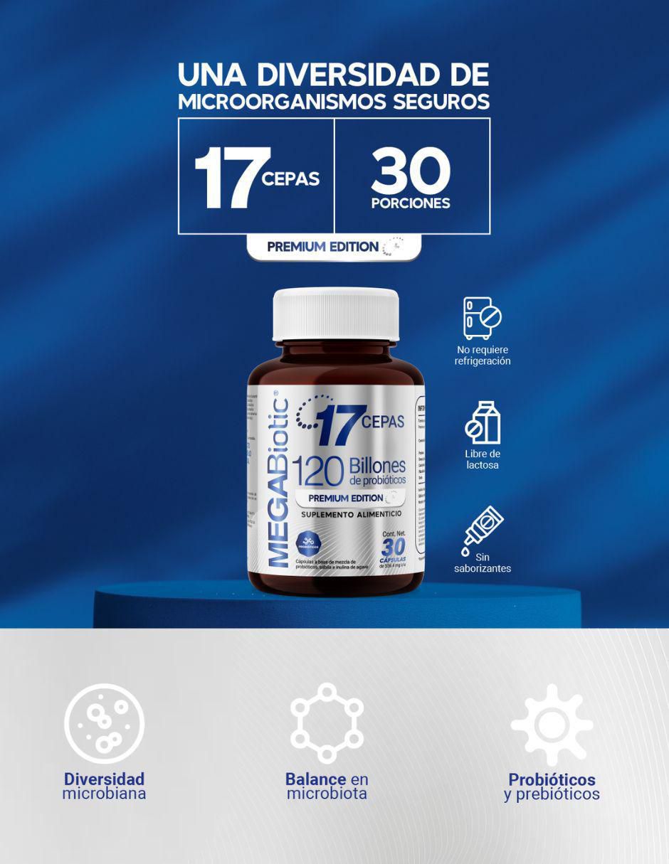 Probióticos (premium edition) sin lactosa 120 billones y 17 cepas con inulina de agave y aloe vera de 30 cápsulas 10