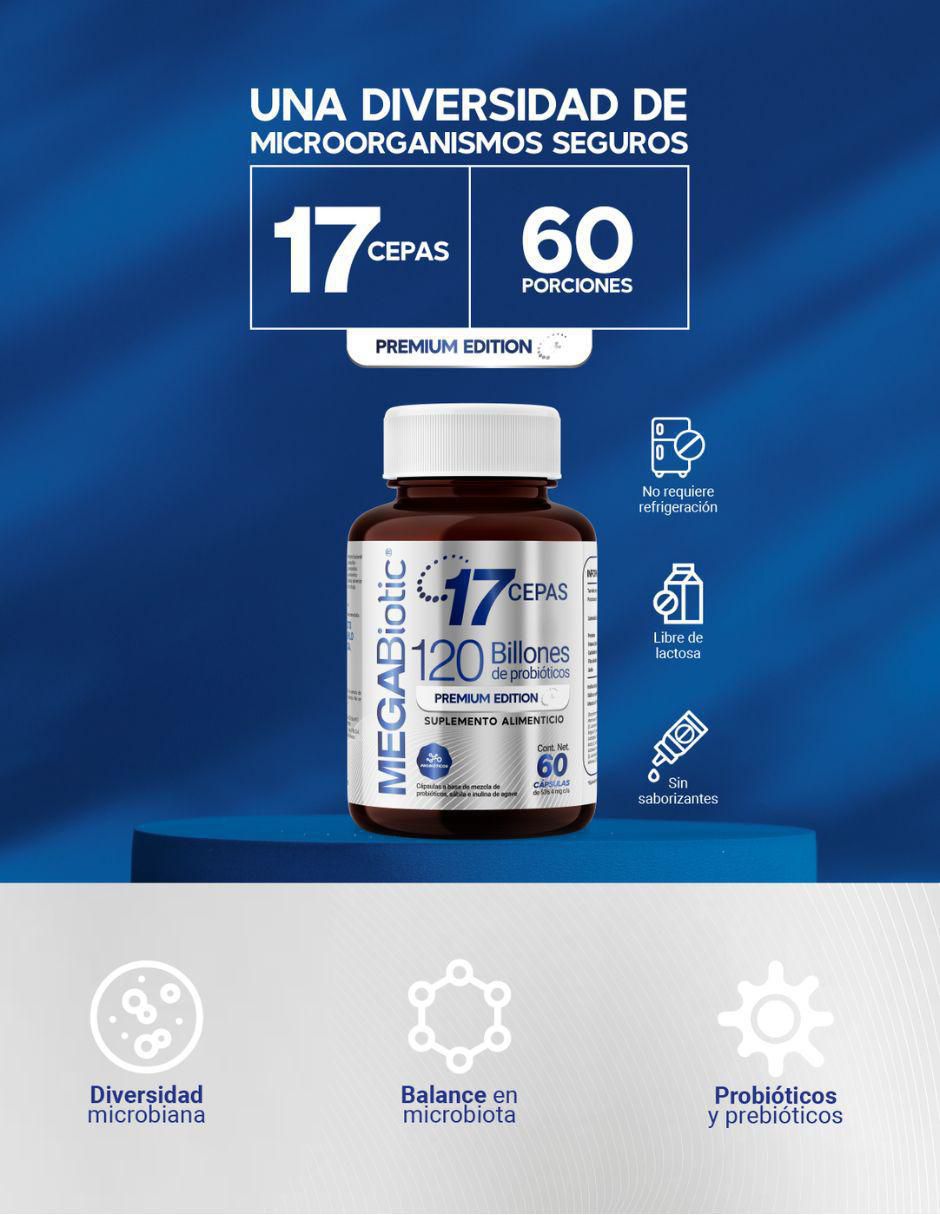 Probióticos sin lactosa 120 billones y 17 cepas con probióticos, inulina de agave y aloe vera de 60 cápsulas 6