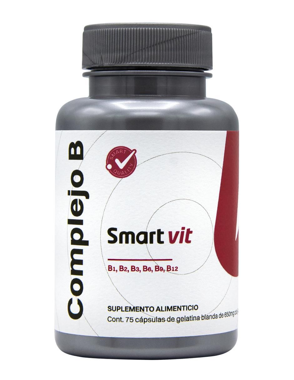 Smart Vit Complejo B 75 cápsulas Suplemento Alimenticio con biotina sabor natural de 48 g
