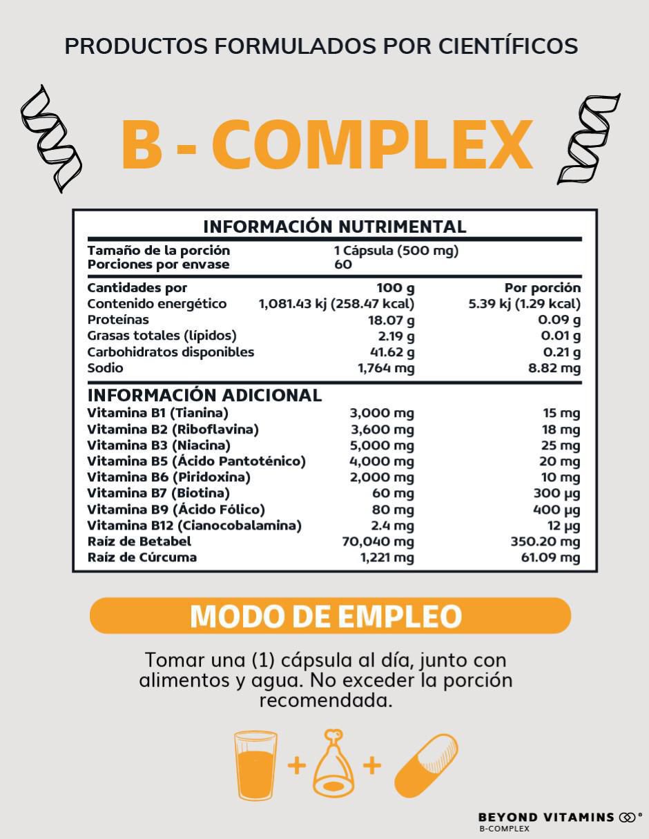 B-Complex Vitaminas Complejo B de 60 cápsulas 3
