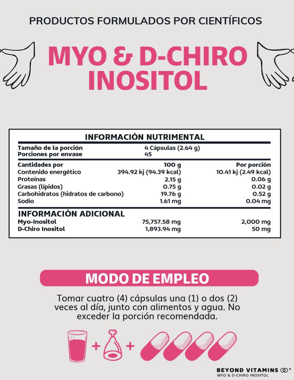 Suplemento Myo y D-Chiro Inositol 40:1 con myo-inositol y d-chiro inositol de 180 cápsulas 4