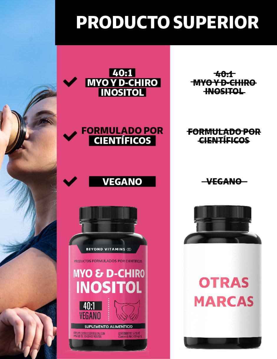 Suplemento Myo y D-Chiro Inositol 40:1 con myo-inositol y d-chiro inositol de 180 cápsulas 6