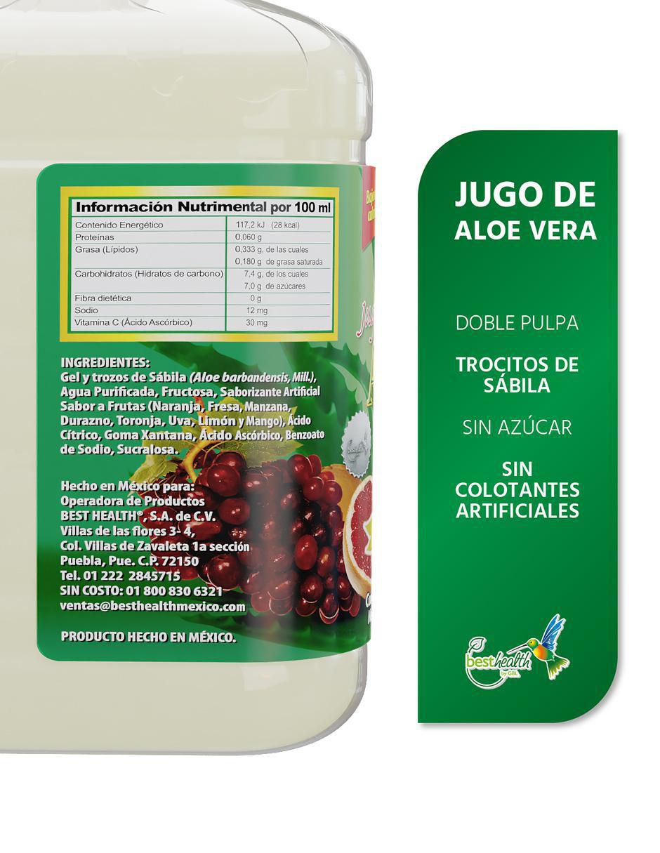 Jugo de Aloe Vera con aloe barbadensis sabor frutas tropicales de 3.785 l 5