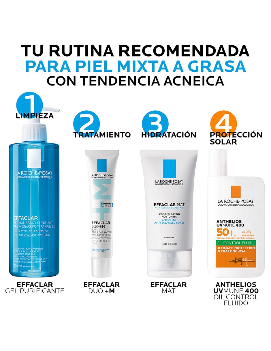 Crema facial recomendada para limpiar de día Duo+M Effaclar para piel grasa 4