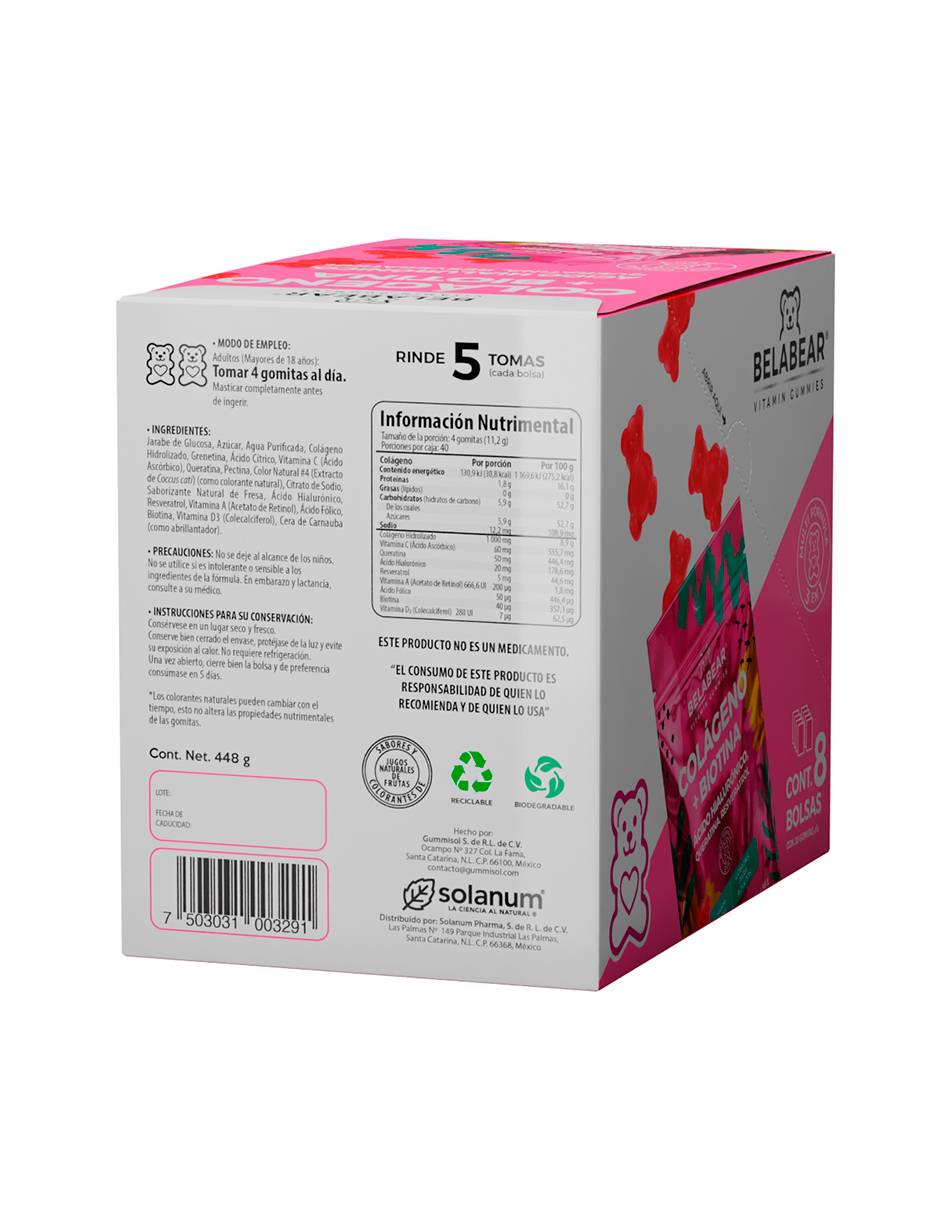 Suplemento alimenticio colágeno + biotina sabor fresa sobres 2