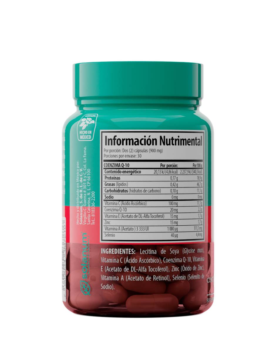 Suplemento alimenticio Coq10 + Vitaminas A, C y E, Zinc y Selenio con coQ10 de 60 cápsulas 2