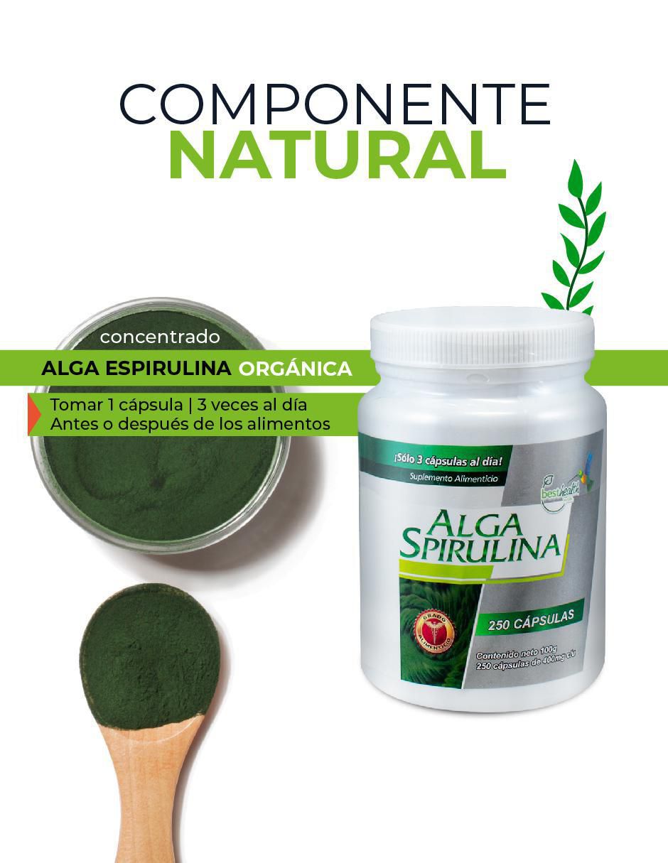 Alga Spirulina con alga espirulina de 250 cápsulas 3
