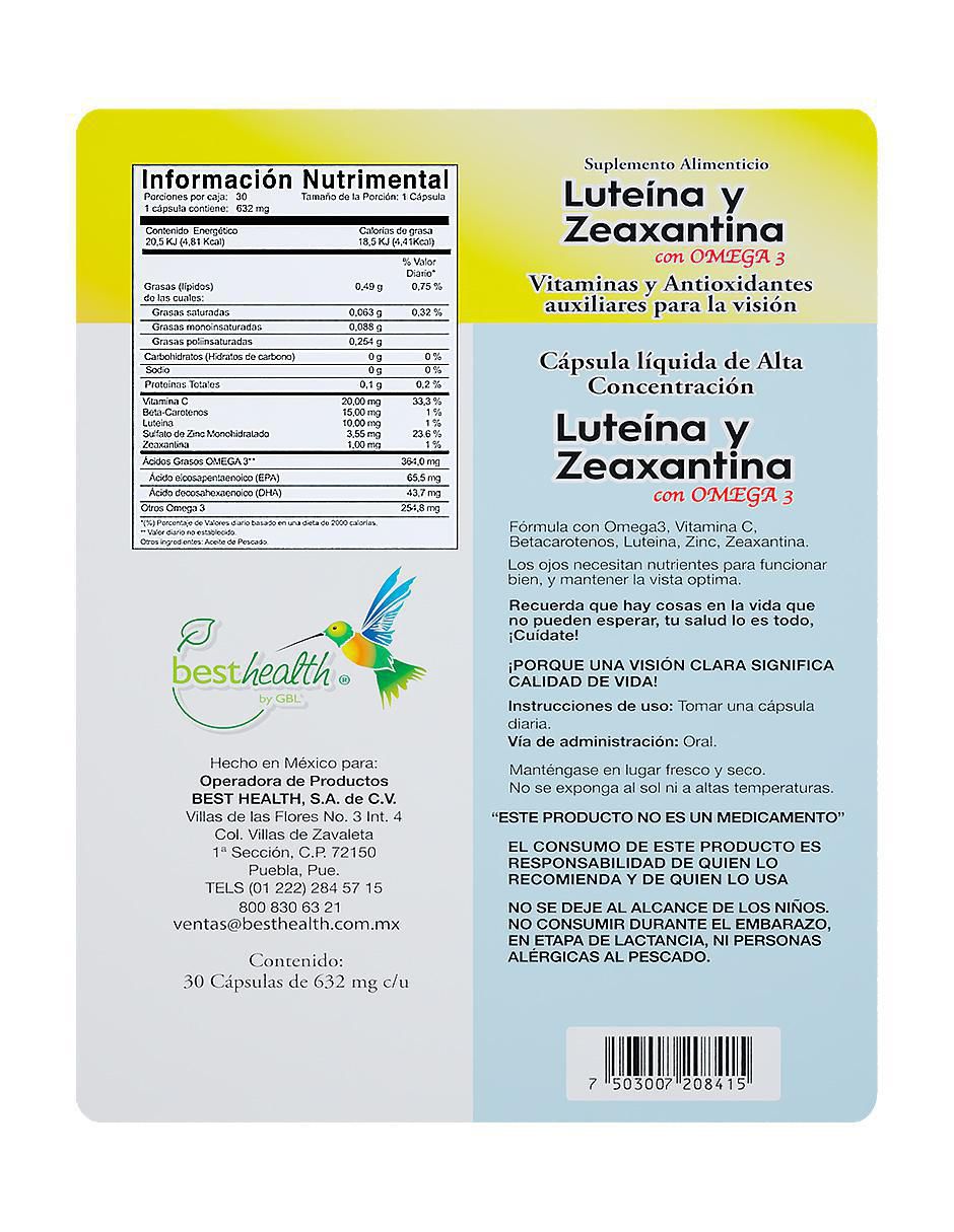 Luteína y Zeaxantina con omega 3 de 30 cápsulas 2