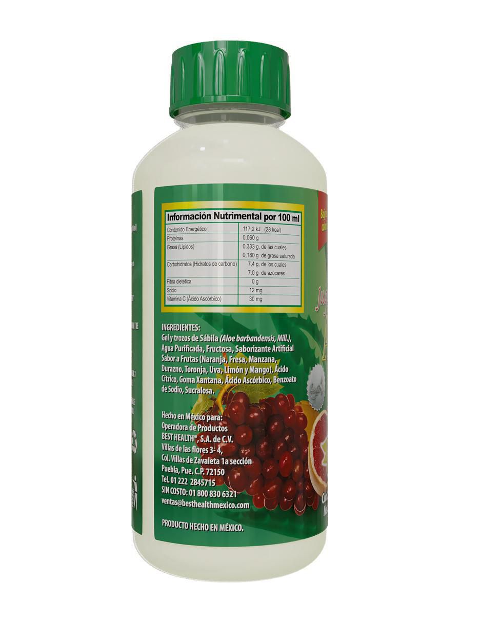 Jugo de Aloe Vera con aloe barbadensis sabor frutas tropicales de 1 l 2