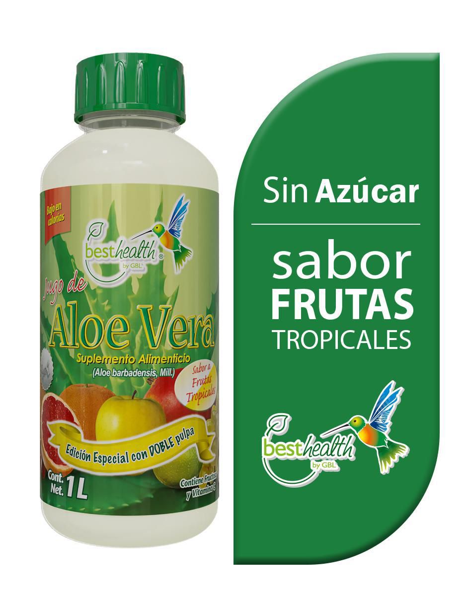 Jugo de Aloe Vera con aloe barbadensis sabor frutas tropicales de 1 l 4
