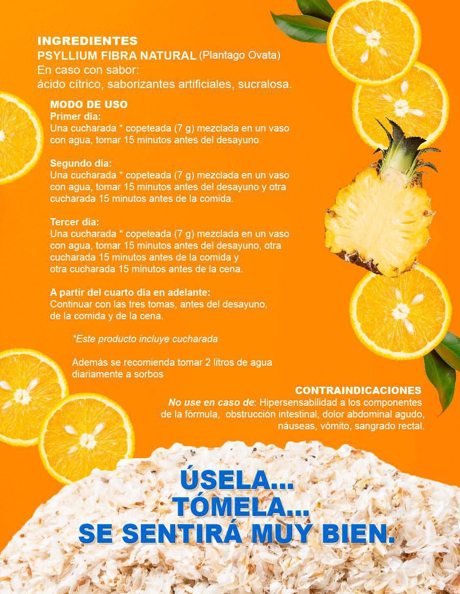 Fibra Pureza de Oro con psyllium (plantago ovata) sabor naranja de 340 g 3