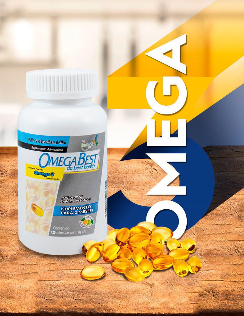 OmegaBest con omega 3, aceite de salmón, dha y epa sabor mandarina - limón de 120 cápsulas 2