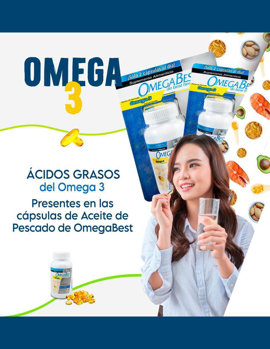 OmegaBest con omega 3, aceite de salmón, dha y epa sabor mandarina - limón de 120 cápsulas 3