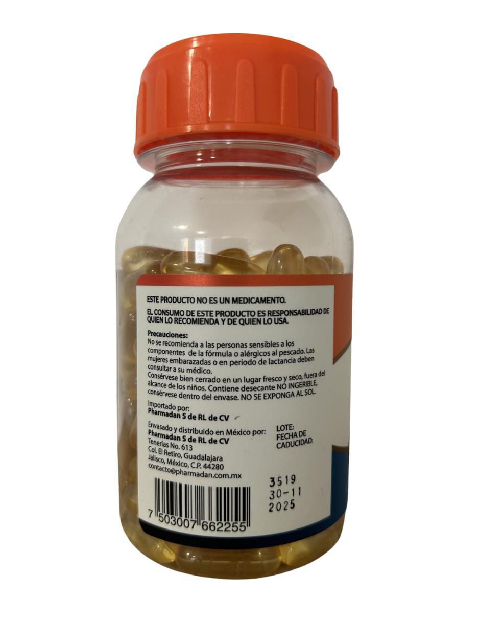 Omega 3 Pharmadan con Omega 3 sabor natural de 100 cápsulas 2