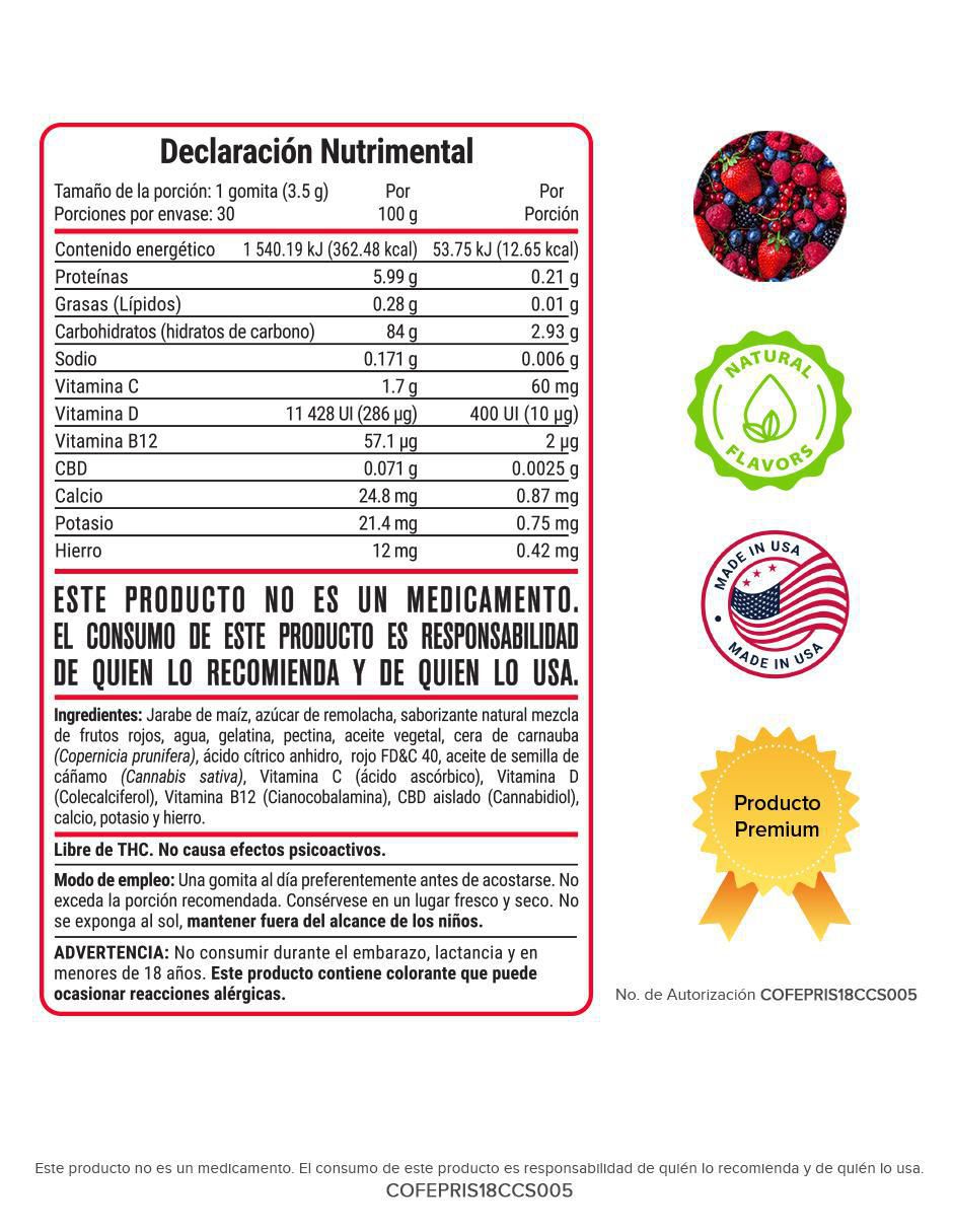 Gomitas - suplemento alimenticio Cbd Life sabor frutos rojos 3