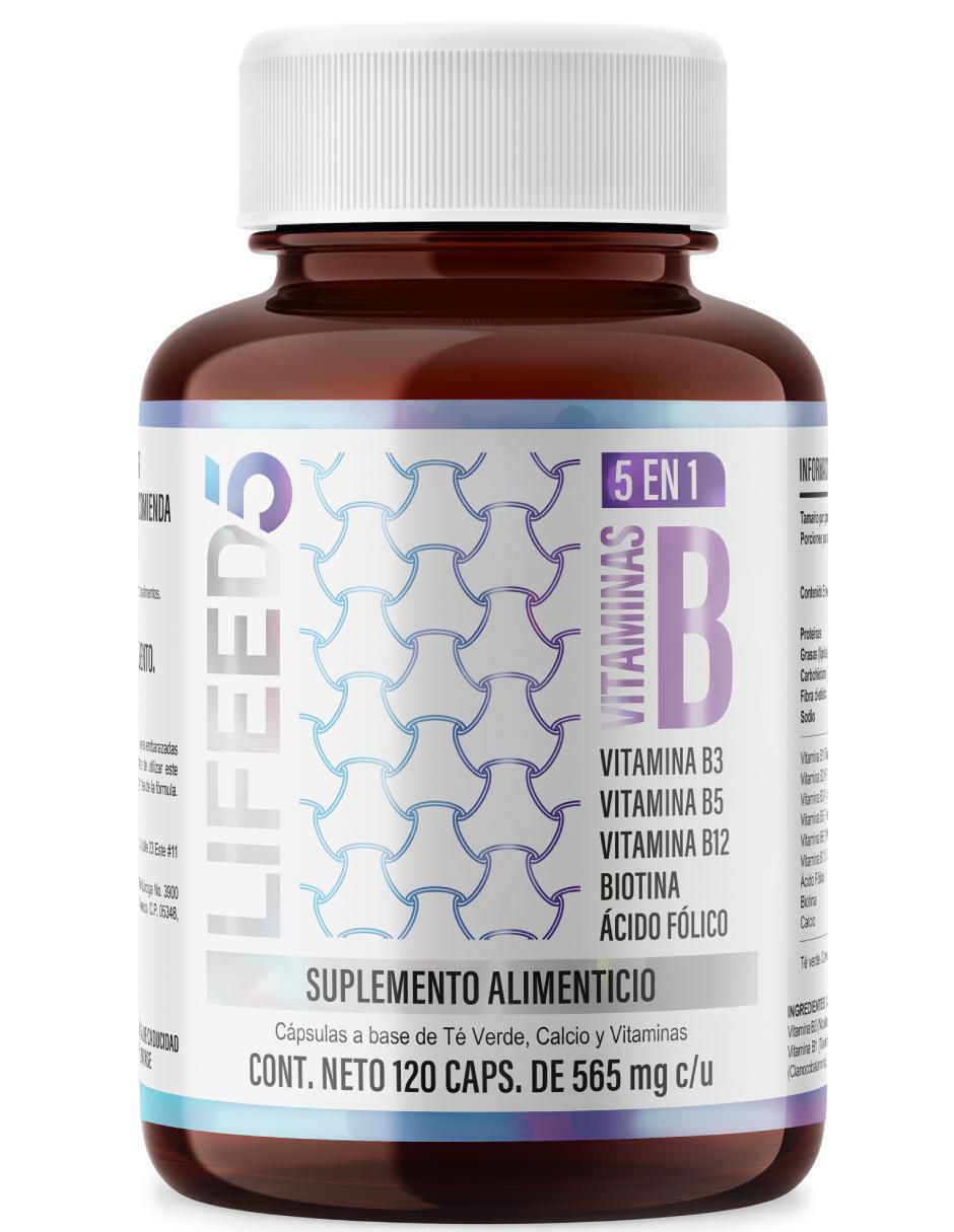Complejo B + Calcio + Ácido Fólico 120 cápsulas Lifeed5 con vitamina b3 Complejo B + Calcio + Ácido Fólico 120 cápsulas Lifeed5 con vitamina b3