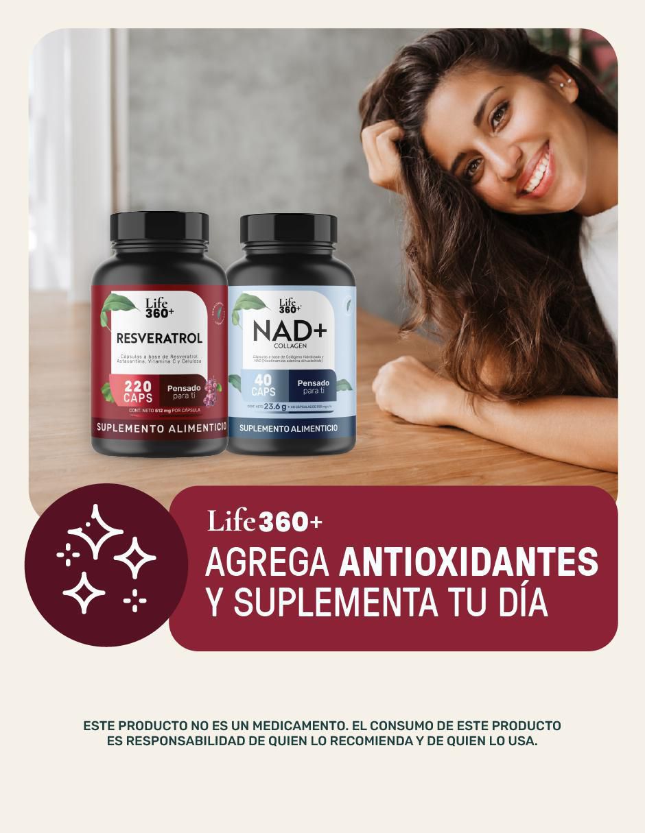 Resveratrol, Astaxantina y Vitamina C Life 360+ Antioxidante de 1024 mg por porción. 19