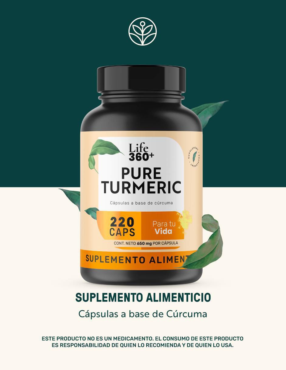Pure Turmeric: Raíz de Cúrcuma con Estearato de Magnesio Life 360+ 2