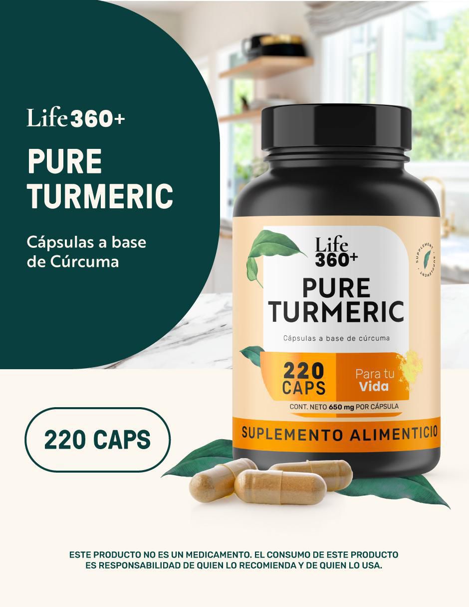 Pure Turmeric: Raíz de Cúrcuma con Estearato de Magnesio Life 360+ 4