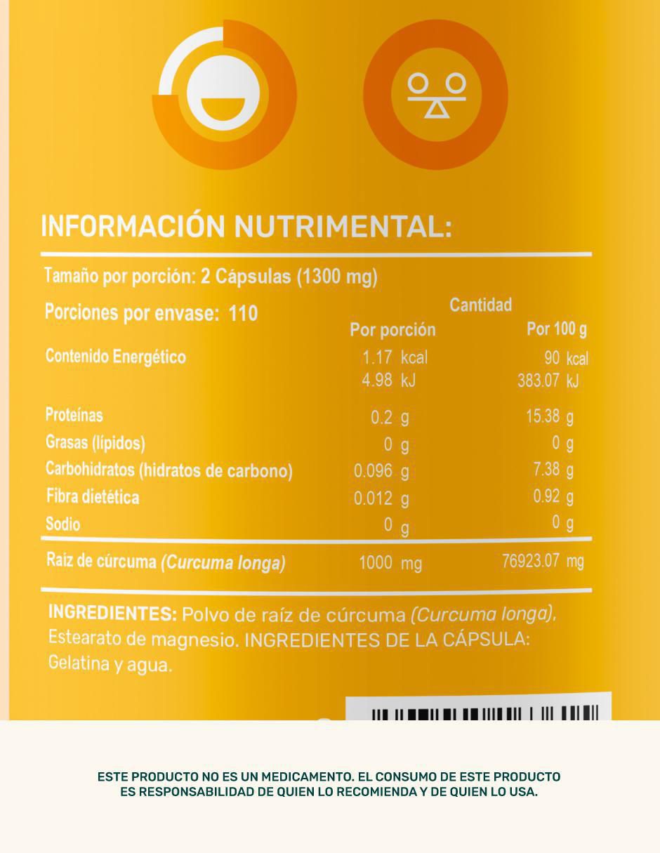 Pure Turmeric: Raíz de Cúrcuma con Estearato de Magnesio Life 360+ 5