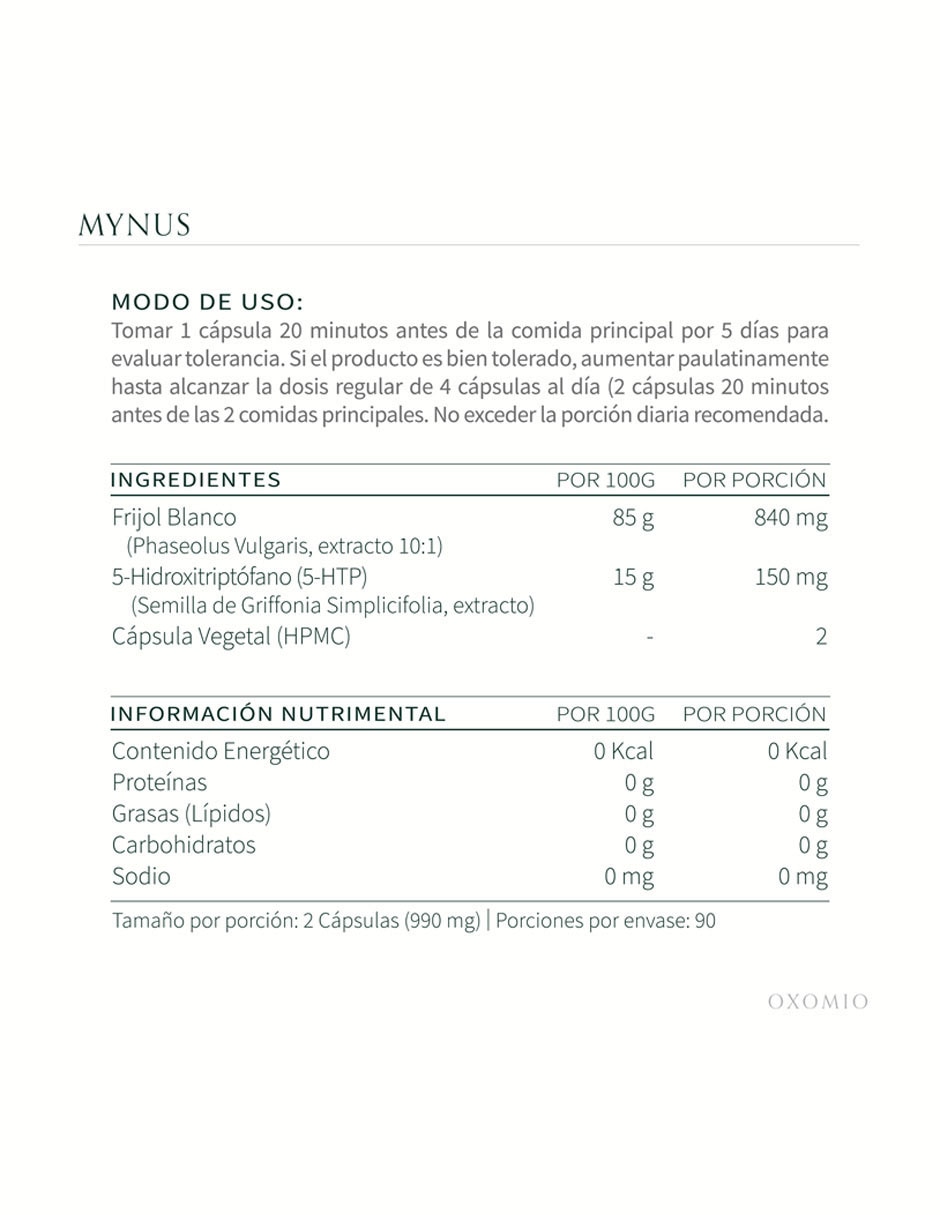 Mynus de - Slim Oxomio con 5-htp de 180 cápsulas 3