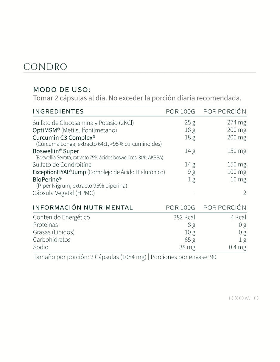 Condro de - Joint Support Oxomio con curcumina al 95% de curcuminoides de 180 cápsulas 4
