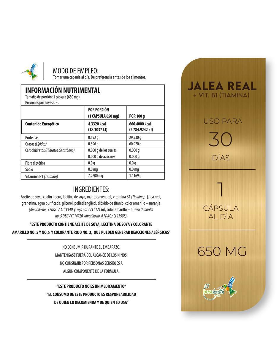 Jalea Real + Vitamina B1 (Tiamina) de 30 cápsulas 3