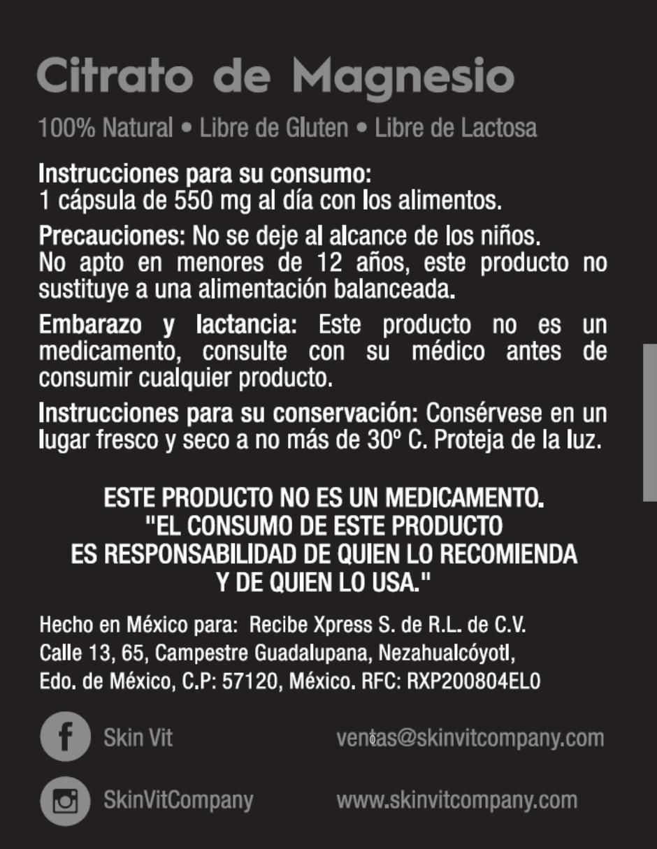 Citrato de Magnesio sabor natural de 60 cápsulas 3