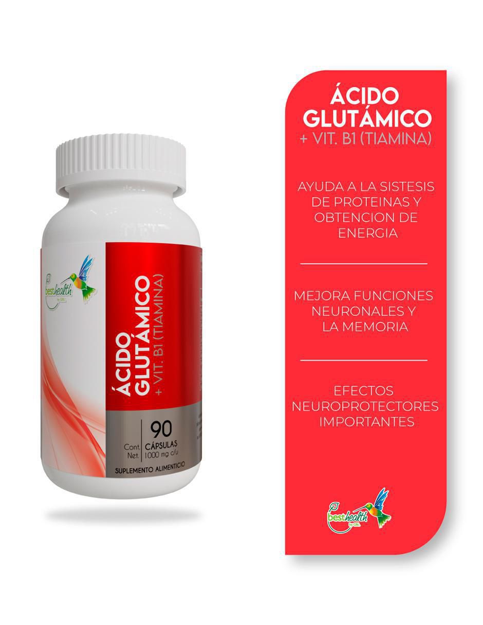 Ácido Glutámico + Tiamina con ácido glutámico + vitamina b1 de 90 cápsulas 2