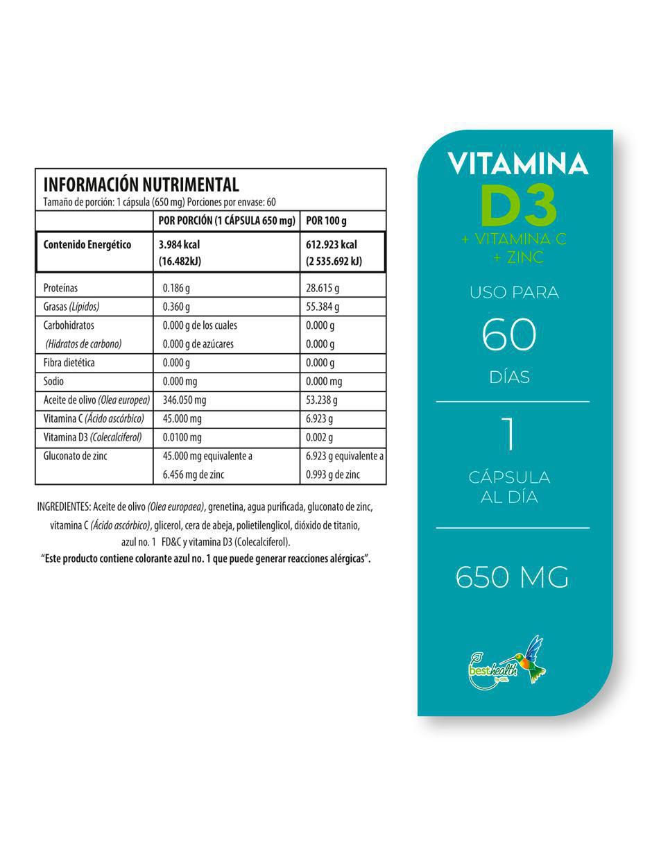 Vitamina D3 de 60 cápsulas 2